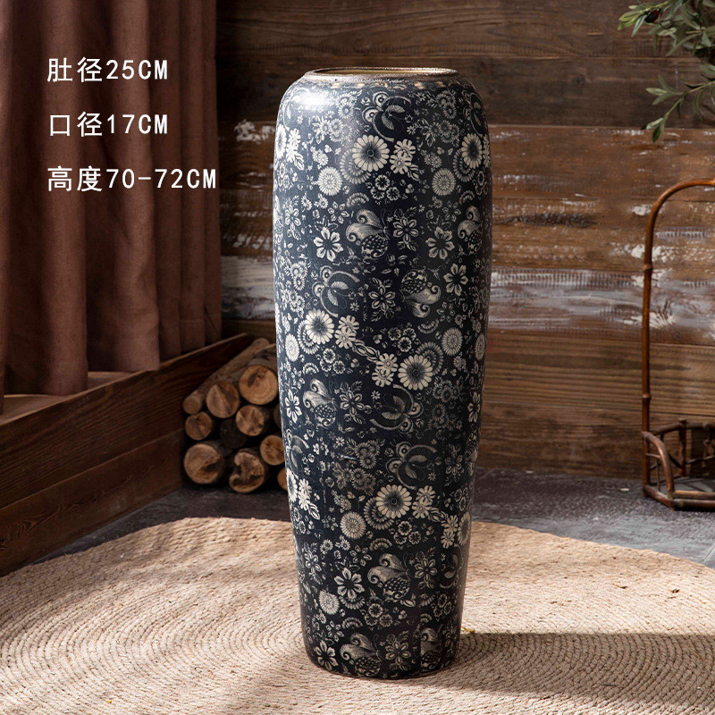 景德镇陶瓷落地花瓶摆件客厅插花北欧现代简约饰品大花瓶干花陶罐