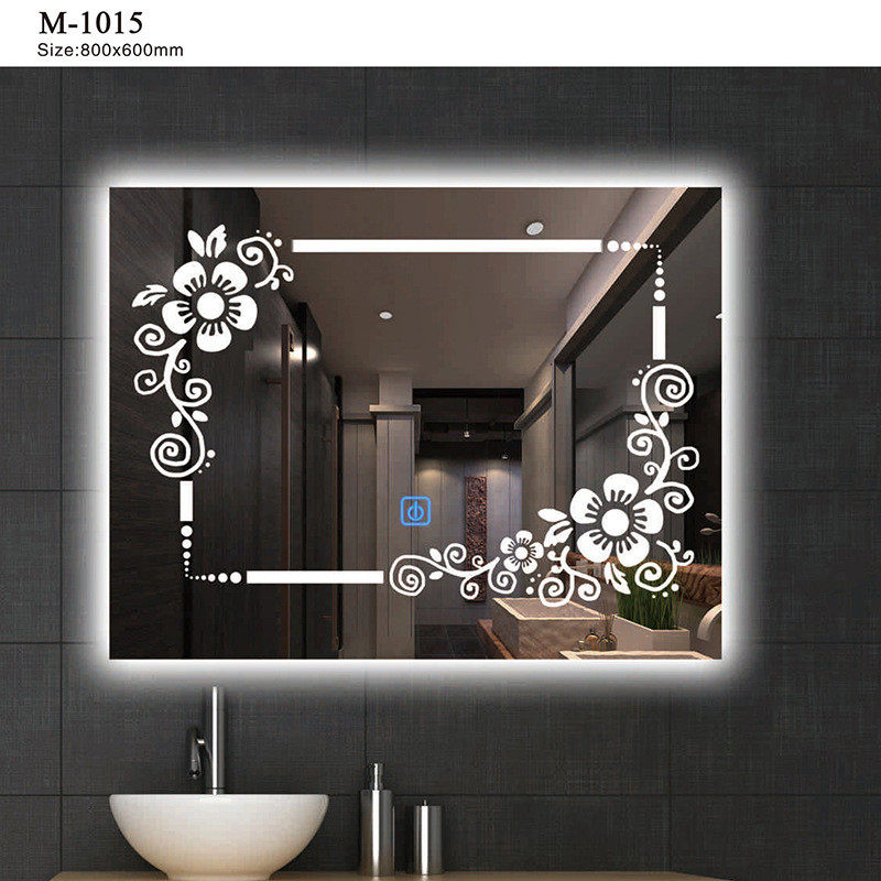 壁挂免打孔led智能浴室镜卫生间除雾镜子浴室方形智能镜带灯家用