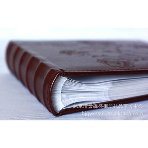 仿皮高档pu皮面压花4d200芯纸张带记事相册大6寸影集可记事