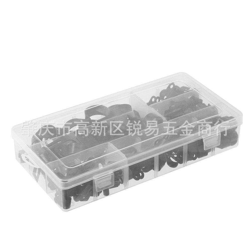 新品200pcs盒装白色/黑色塑料p型理线夹尼龙r型理线卡线u型扣