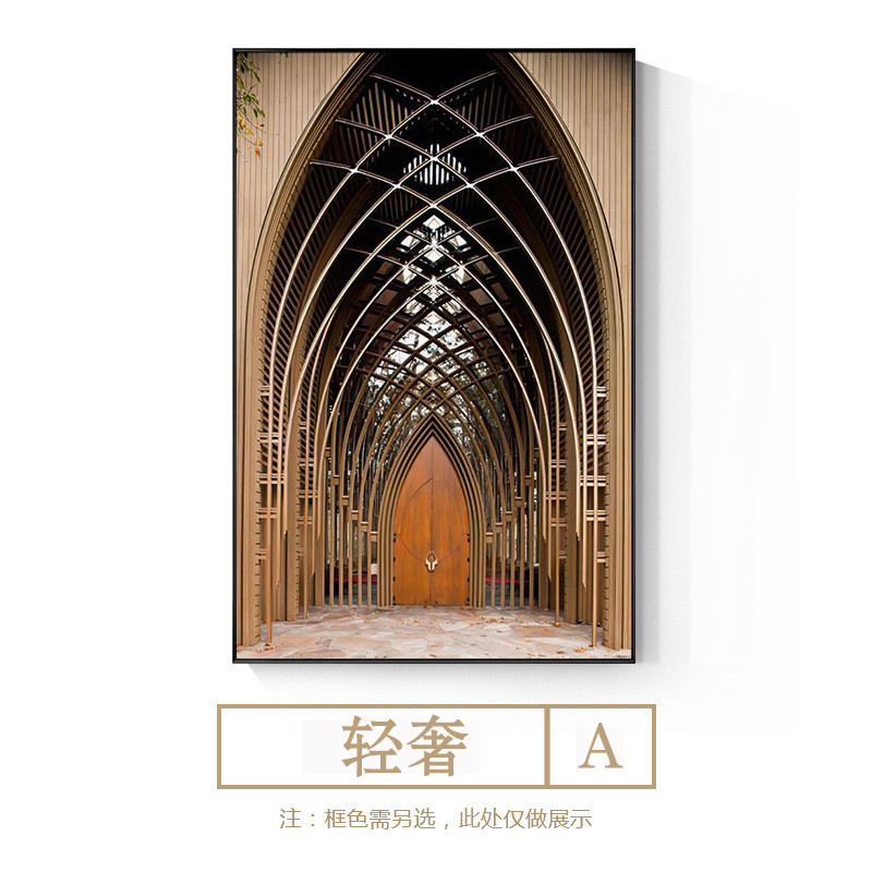 现代简约古典建筑装饰画大气挂画玄关背景墙客厅复古别墅酒店壁画图片