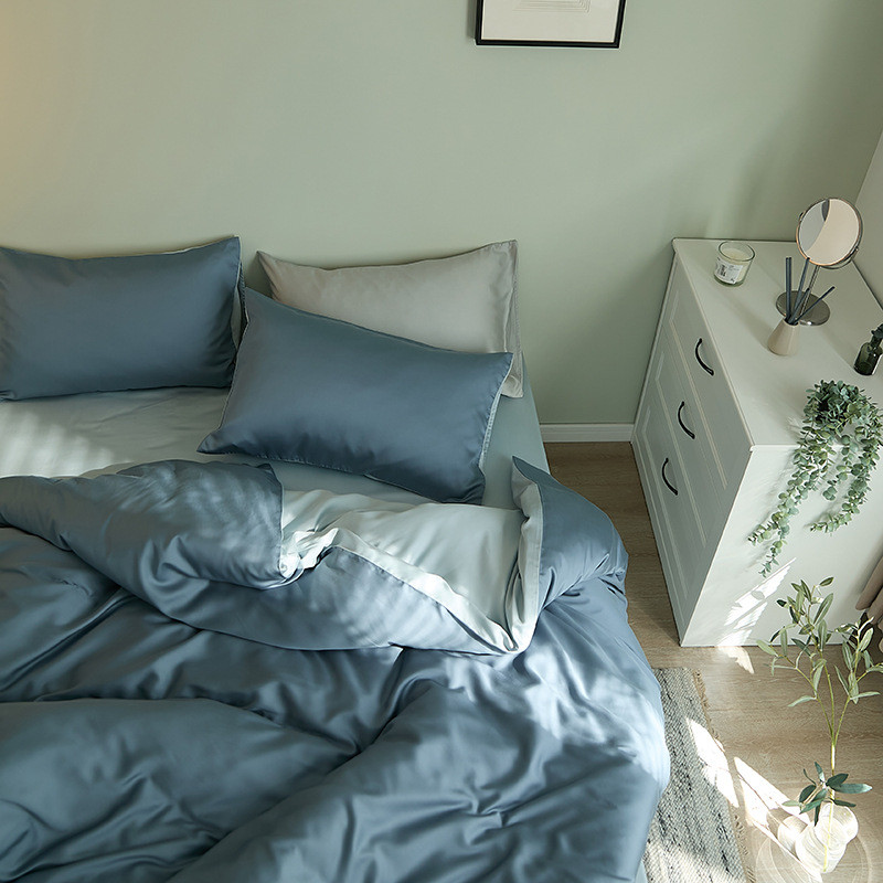 北欧轻奢60双面天丝四件套夏季裸睡支冰丝床单被套床笠床上用品
