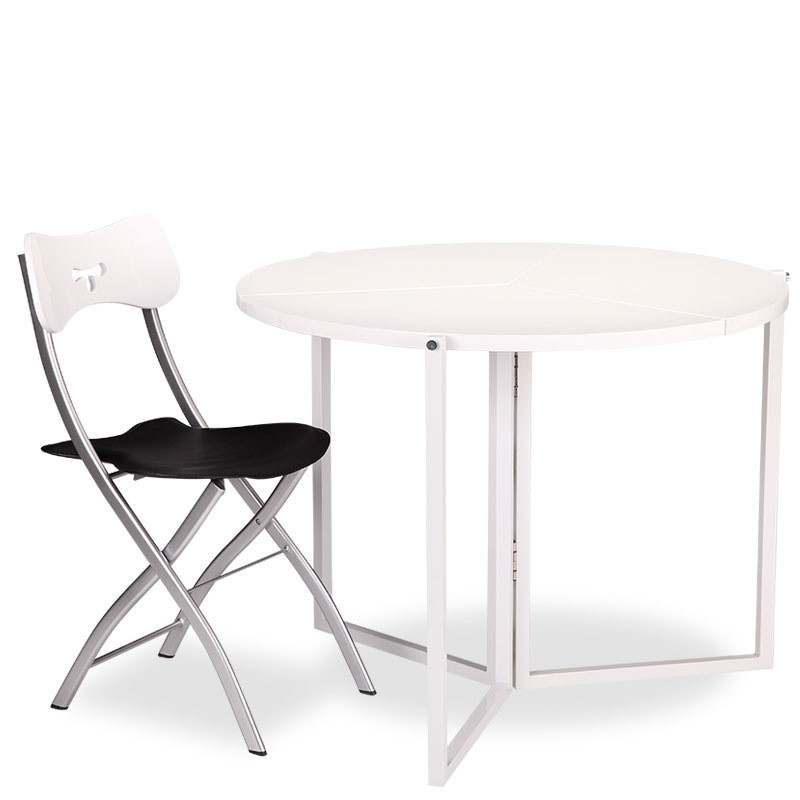 高迈登折叠餐桌小户型家用小圆桌人小简约餐桌椅组合4户外饭桌