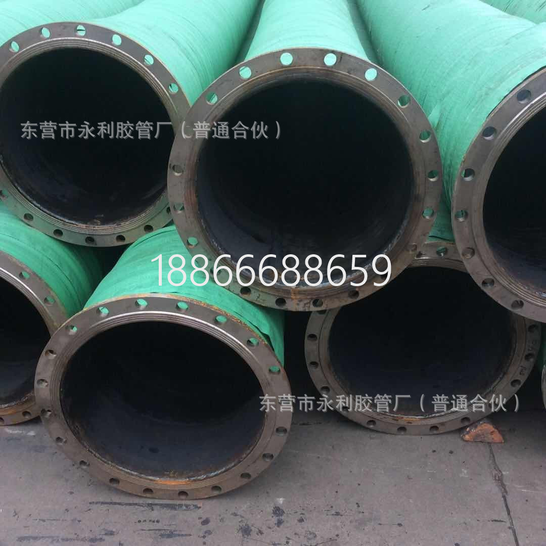 输送水泥沙黑胶管法兰式大口径橡胶钢丝钢丝1-12米长橡胶管管