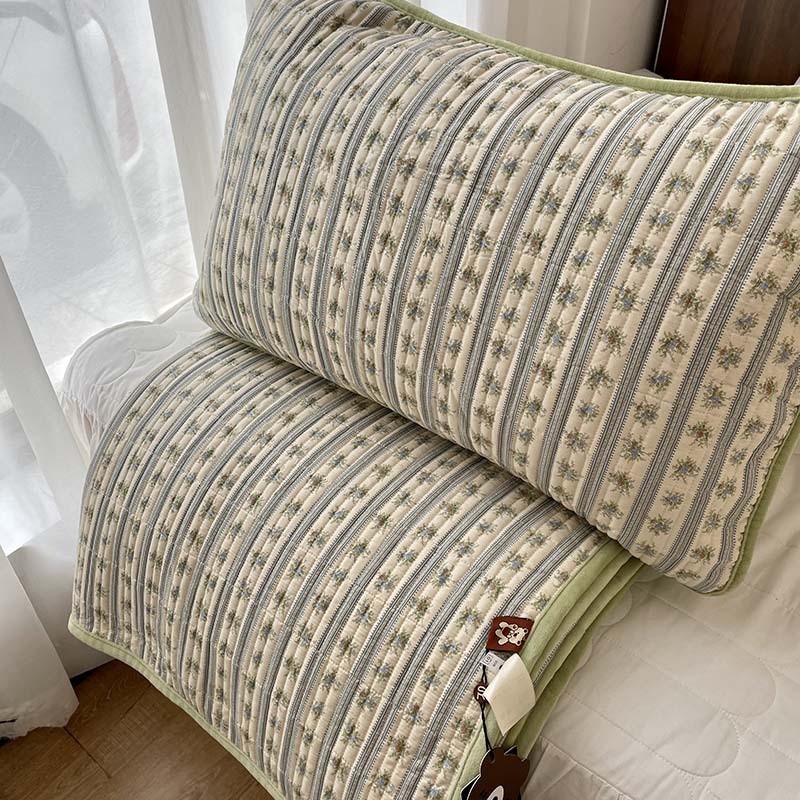 ins韩风棉加绒夹棉绗缝加厚防滑四季床单全棉床盖三件套双面可用4