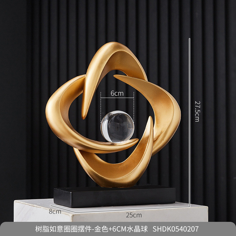 树脂家居抽象造型寓意摆件桌面酒柜电视柜时来运转软装饰品乔迁礼