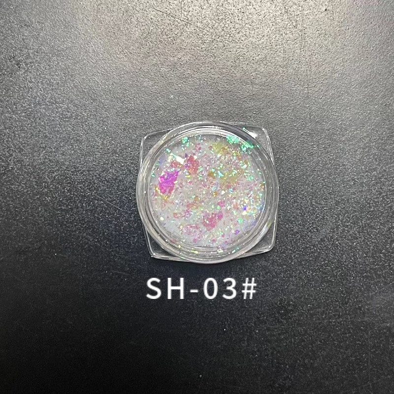 新款高透明变色材料美甲亮片极光指甲不规则闪粉B彩色云锦片