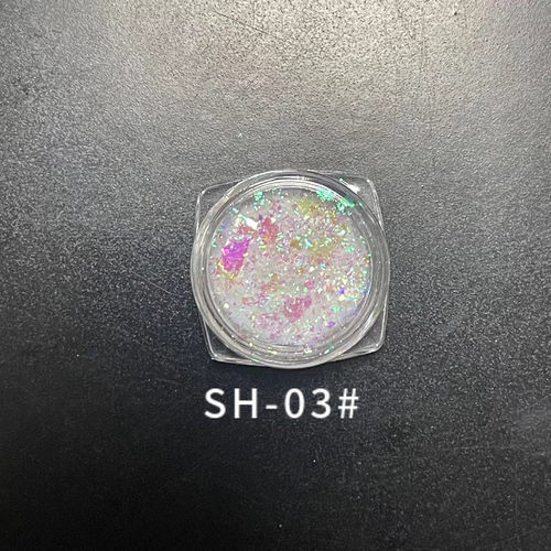 新款高材料变色透明美甲亮片极光指甲不规则闪粉b彩色云锦片