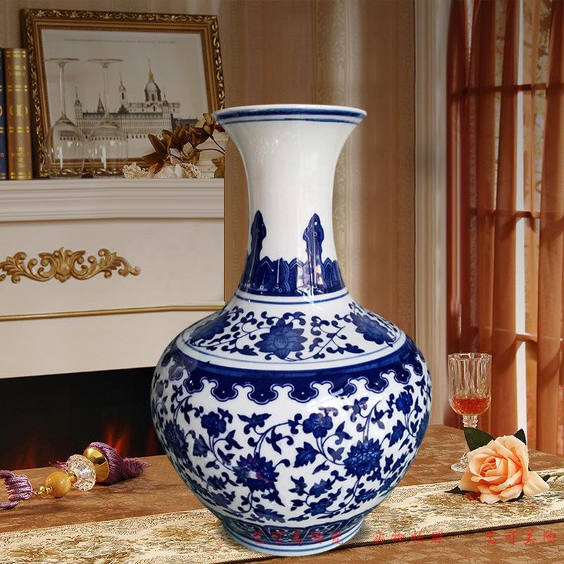 景德镇陶瓷器仿古青花瓷花瓶花插 家居饰品客厅工艺时尚摆件
