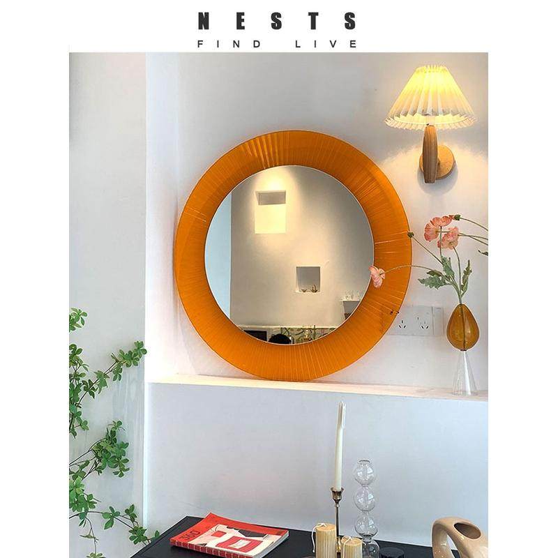 北欧挂墙式灯带浴室镜子客厅创意亚克力圆形化妆镜壁挂装饰梳妆镜,家庭/个人清洁工具,随身化妆镜,淘宝优惠券,粉丝福利购,淘宝优惠卷