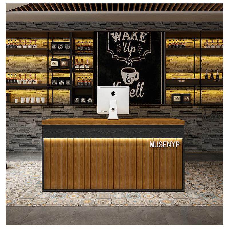 复古工业风收银台酒吧烧烤饭店餐厅奶茶店圆弧形吧台转角柜台