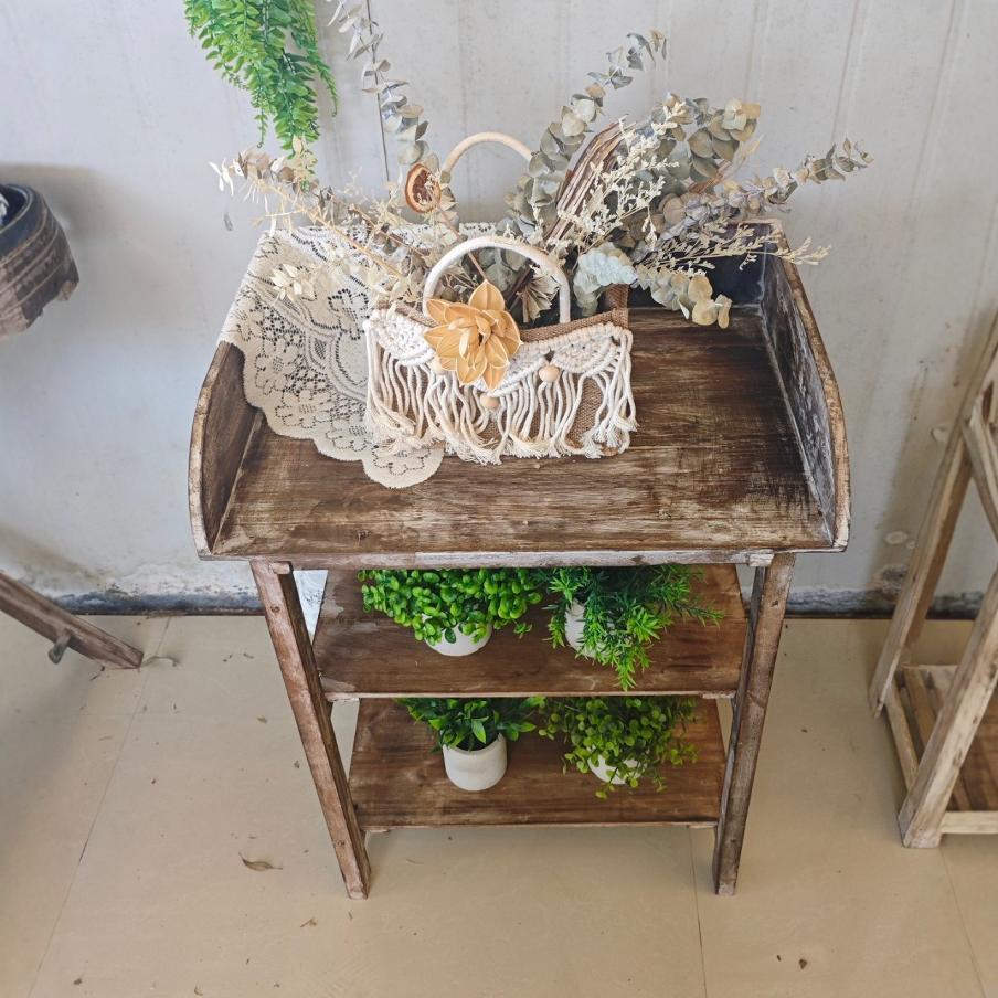 热销户外花园艺杂货露台实木置物架做旧展示花架庭院杂物桌桌家具