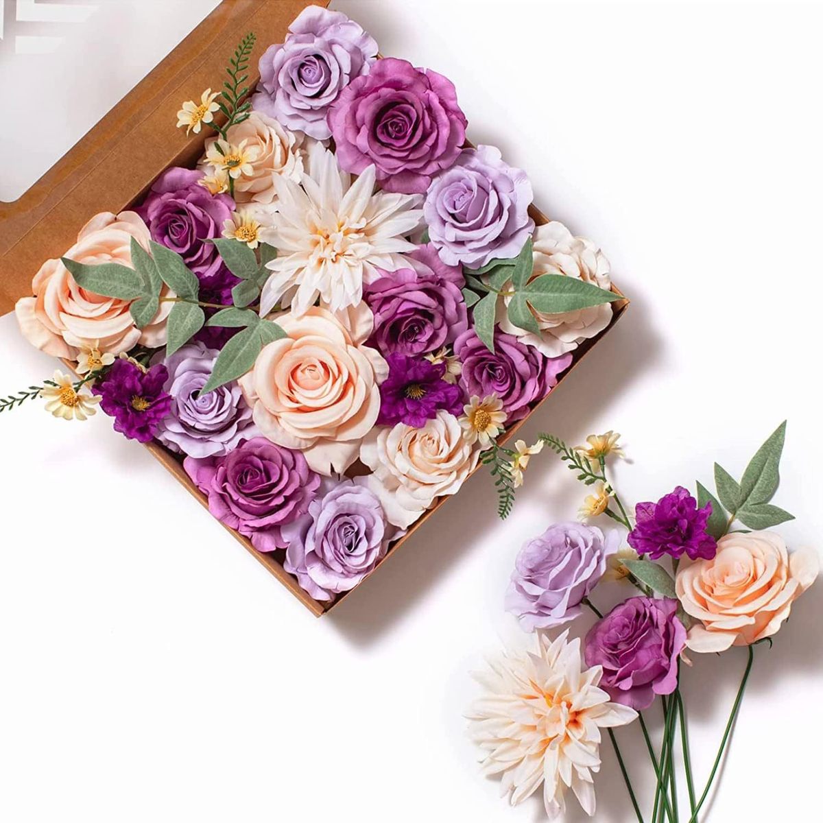 婚庆礼堂仿真盒装花diy婚礼新娘手捧花结婚礼花盒欧式花束