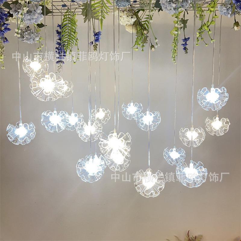 新款10头亚克力绣水晶吊灯婚礼场地布置氛围装饰灯花球婚礼堂吊顶