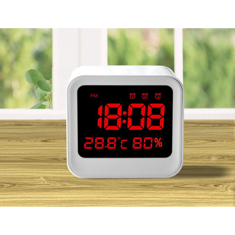 静音热销led闹钟简约小巧学生床头电子时钟厂家贪睡数显温度时钟