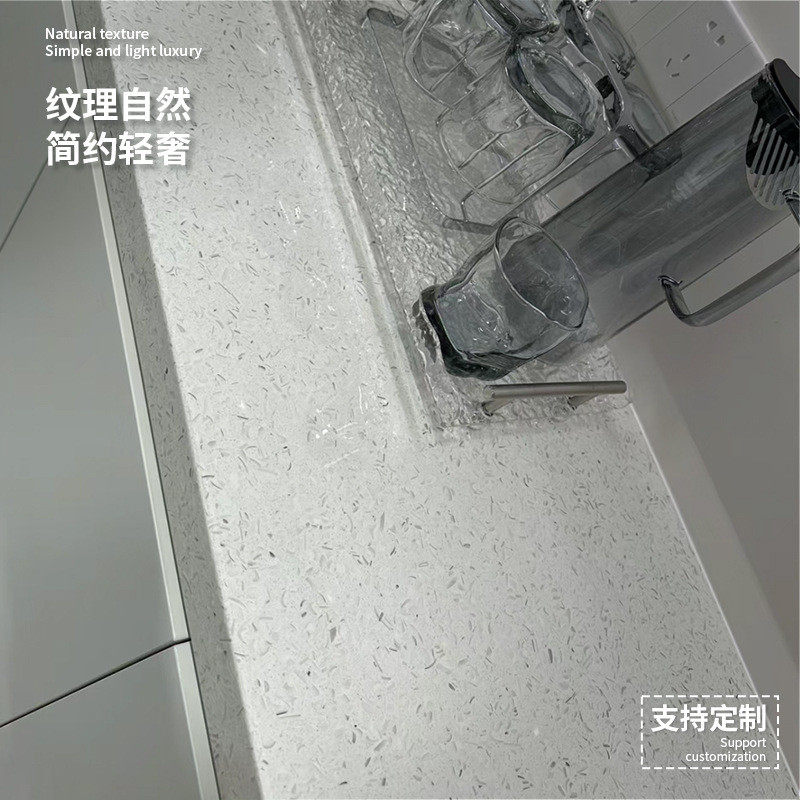 微晶石石英石大板材出口橱柜台面厨房台面人造大理石板鱼肚白石材