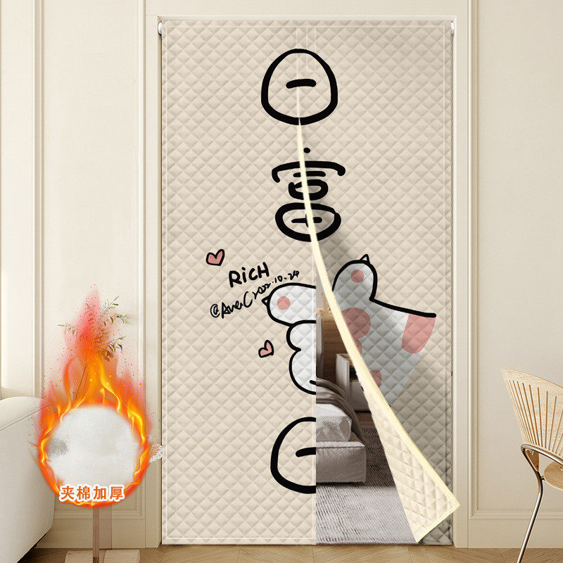 棉门帘布帘保暖防风室内家用加厚防寒隔断帘免打孔挡风冬季魔术贴,居家布艺,成品窗帘,淘宝优惠券,粉丝福利购,淘宝优惠卷