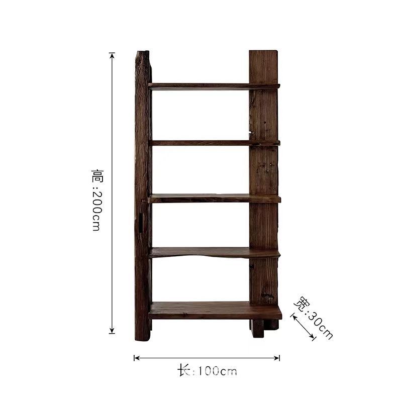 老榆木靠墙博古架多层落地式置物架客厅中式展示架民宿卧室茶柜架