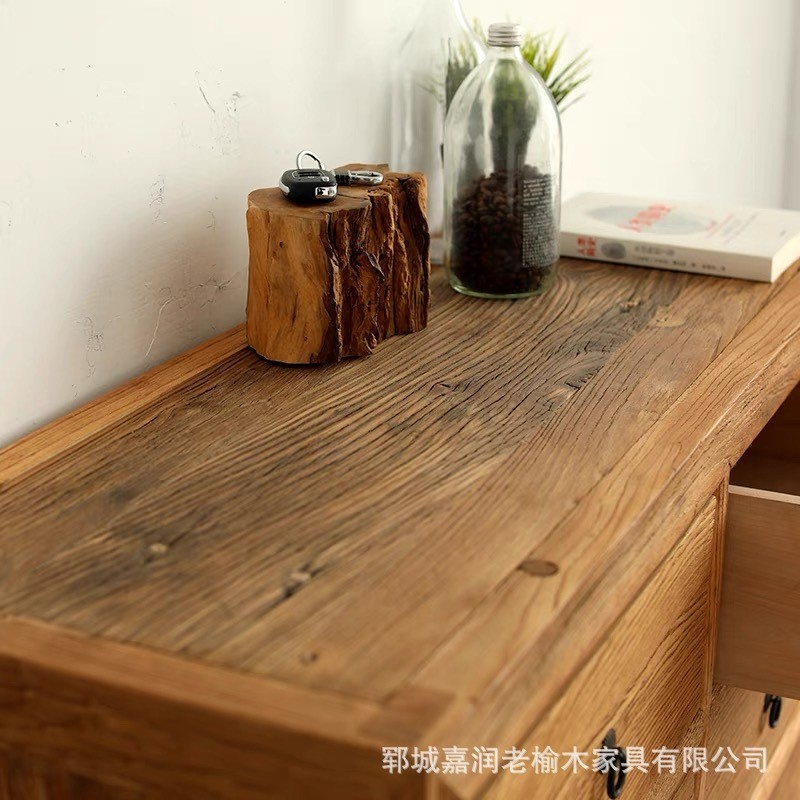 热销复古老榆木八斗柜抽屉柜靠墙储物柜现代简约杂物收纳柜客厅餐