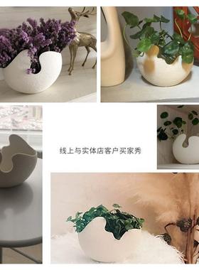 创意现代简约插花客厅餐桌玄关电视柜家居装饰品白色陶瓷花瓶摆件