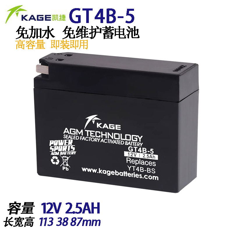 GS汤浅YT4B GT4B-BS GT4B-5 FT4B TW225摩托车12V2.5AH电瓶蓄电池
