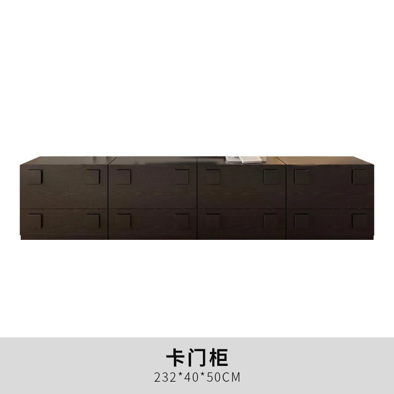 斗柜小户型现代简约储物柜中古客厅卡门柜组合北欧实木电视柜落地