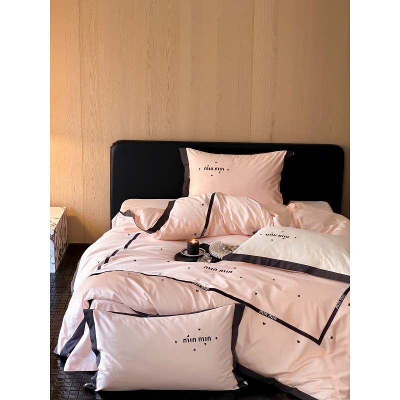 轻奢亲刺绣100支长绒棉四件套全棉简约高级感爱心肤床单被套床品