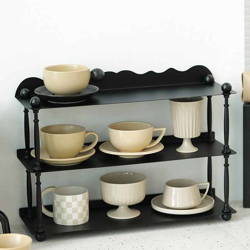 黑色三层置物架玄关中古架桌面收纳架多层铁艺杯子架多功能整理架,收纳整理,化妆品收纳架,淘宝优惠券,粉丝福利购,淘宝优惠卷