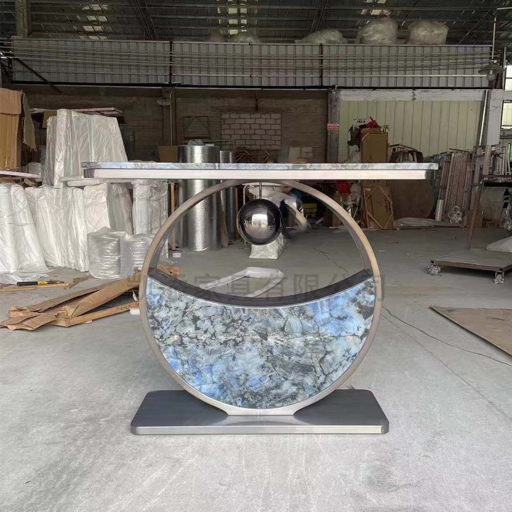 设计师款玄关桌轻奢装饰玄关台别墅高端入户不锈钢大理石玄关桌子