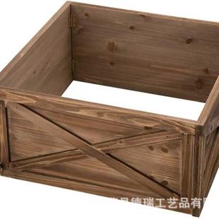窗台阳台花箱室内户外碳化种植箱圣诞树小篱笆木栅栏实木装饰护栏