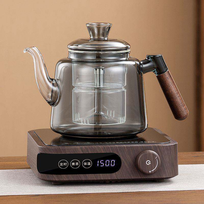 新款自动上水抽水电陶炉煮茶炉器烧水胡桃木全玻璃大容量批发蒸煮