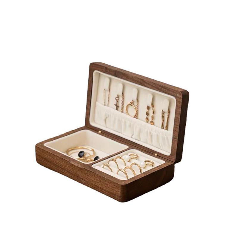 热销便携首饰盒木质首饰盒收纳盒精致珠宝盒情人节便携首饰盒实木