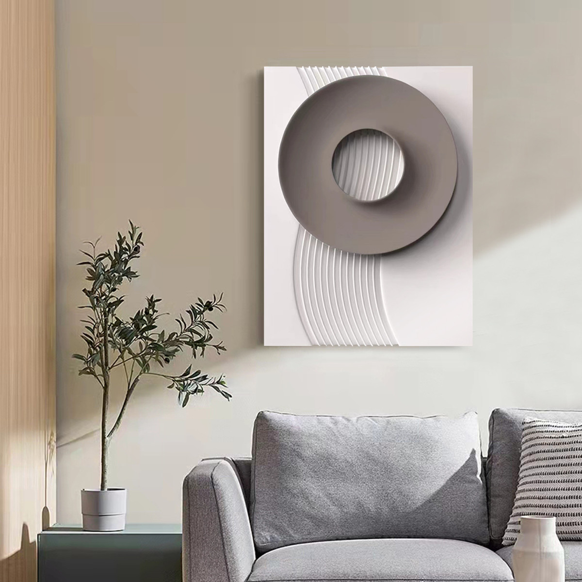 现代轻奢入户玄关立体浮雕装饰画客厅简约高级感挂画餐厅书房壁画图片