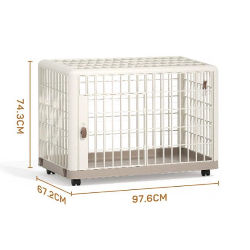 家用小型天窗宠物狗窝可移动万向轮锁扣树脂狗窝便安装塑料狗笼