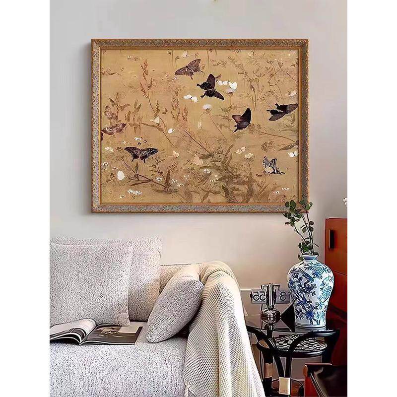 《百蝶图》法式中古风客厅装饰画新中式国风沙发背景墙挂画餐厅画