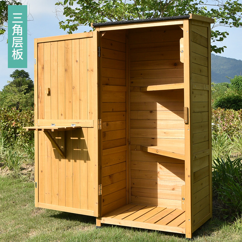 户外实木收纳柜防雨防晒庭院柜雨鞋铲子工具柜花园防霉收纳箱突贸