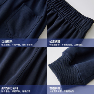 ll儿童深蓝藏青色运动裤 宽松秋冬女童男童黑灰色小学生加绒校服裤