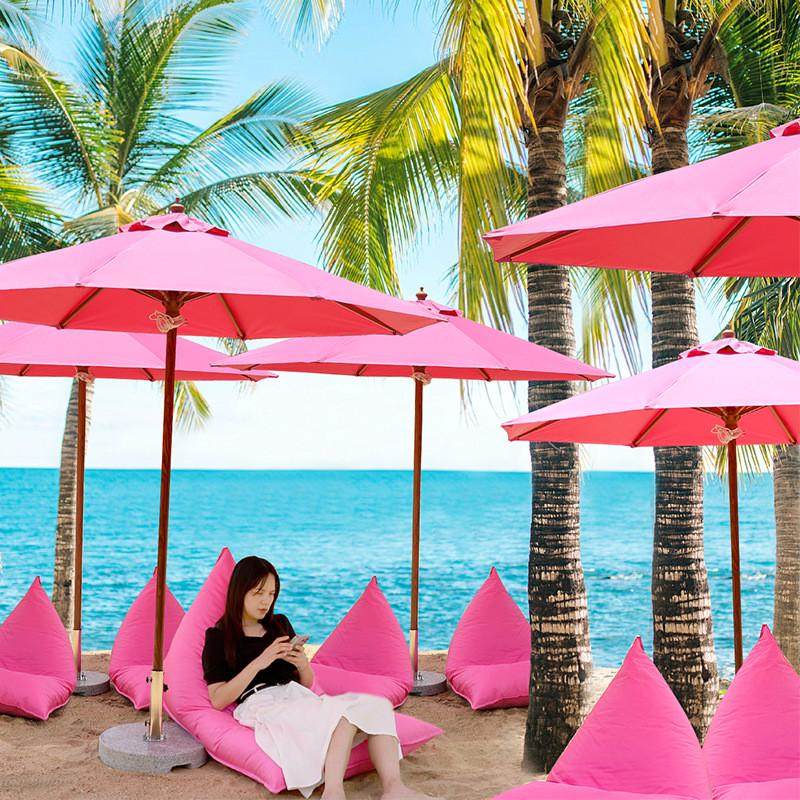 户外遮阳伞庭院海边沙滩太阳伞泳池中柱伞室外防水玫红粉色大型伞,住宅家具,遮阳伞,淘宝优惠券,粉丝福利购,淘宝优惠卷