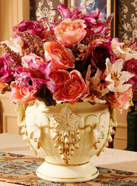 欧式罗马大花瓶摆件客厅奢华柱子陶瓷落地花瓶插花艺装饰花盆