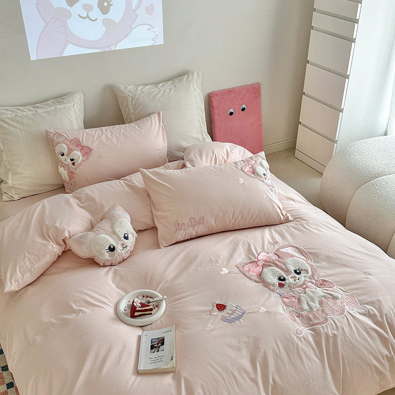 可爱小狗水洗棉四件套童卡通风儿ins三件套全棉亲肤印花被套