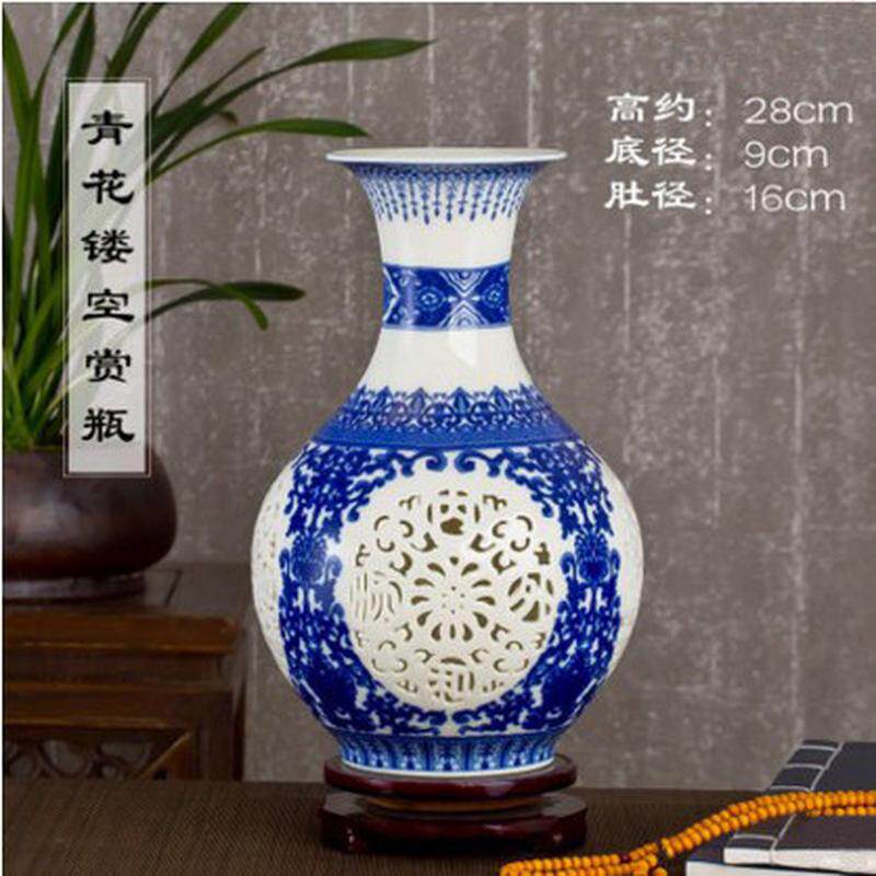 陶瓷陶瓷花瓶摆件粉彩薄胎镂空花瓶现代客厅装饰景德镇工艺品批发