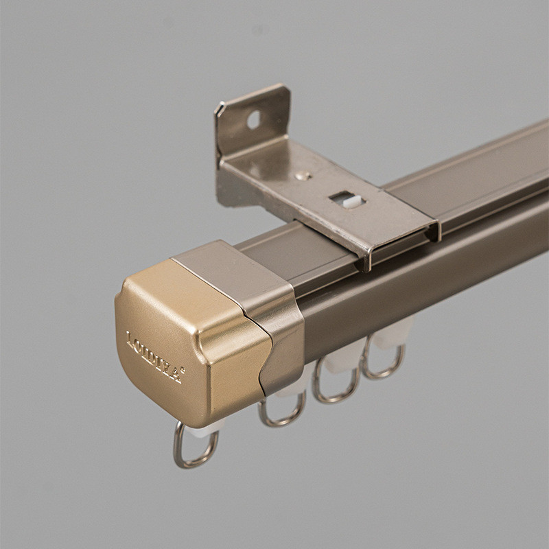 批发静音直轨顶装侧装飘窗单轨双轨交叉防漏光铝合金窗帘轨道加厚