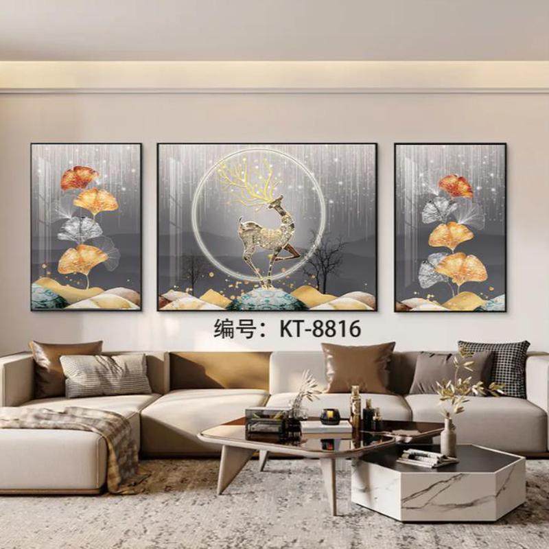 挂画沙发背景墙装饰画高端大气客厅三联现代简约设计感壁画,家居饰品,现代装饰画,淘宝优惠券,粉丝福利购,淘宝优惠卷