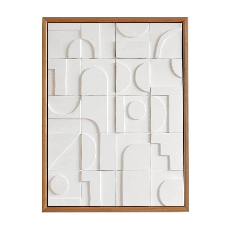 实物画奶油侘寂风日式意式极简抽象几何客厅装饰画沙发背景墙挂画