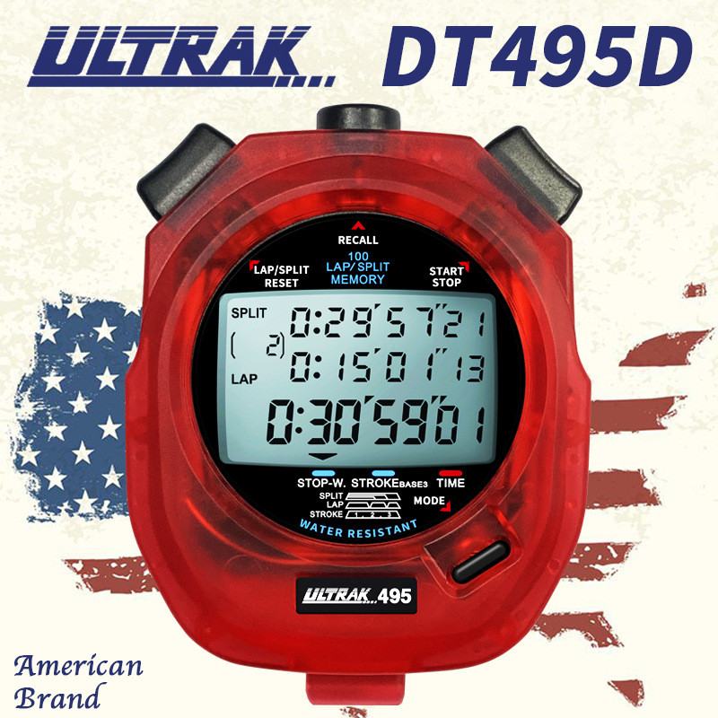 電子秒表DT495D定爾志ULTRAK奧賽克100道3行計時器田徑訓練透明