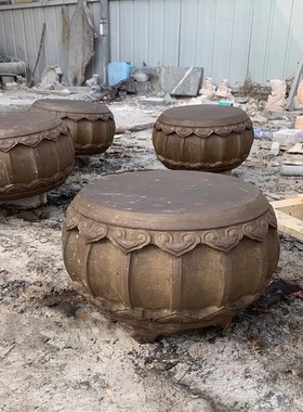 热销柱墩石底座木柱基石柱脚石青石石墩子石鼓圆墩柱顶石中式庭院