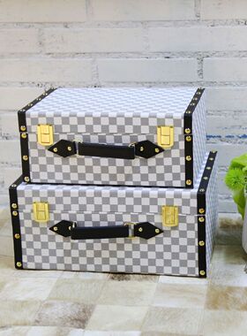 软装衣帽间手提箱样板房装饰摆件玄关收纳箱展示橱窗摄影道具美式