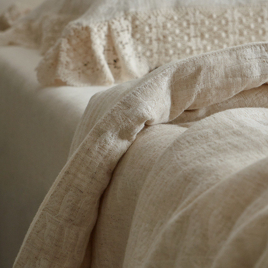 蕾丝法式复古三层纱棉麻夏凉被空调被夏季提花全棉可水洗机洗裸睡