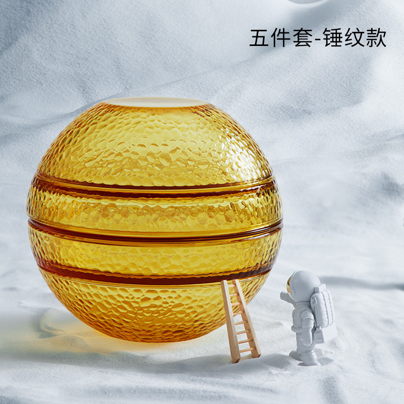 碗碟套装家用北欧ins风耐热沙拉碗盘玻璃餐具套装系列星环创意