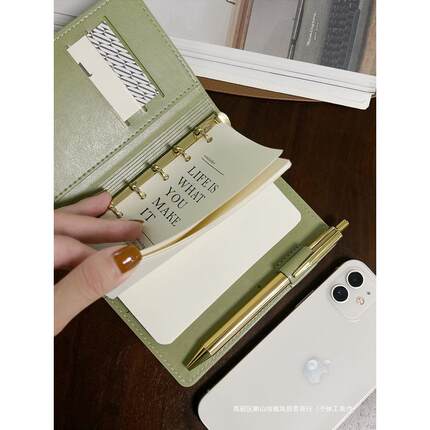 a5活页笔记本手帐本皮面高颜值记事本本子a7活页本随身手账本便携